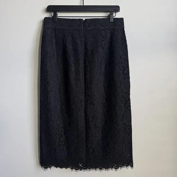 NEW J. Crew Pintuck Lace Pencil Skirt in Black Size 8T - Picture 5 of 9